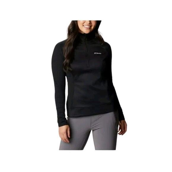 Columbia Black Roffe Ridge Medium Pullover Ribbed 1/2 Zip Sweater, Women's Small - Picture 2 of 12